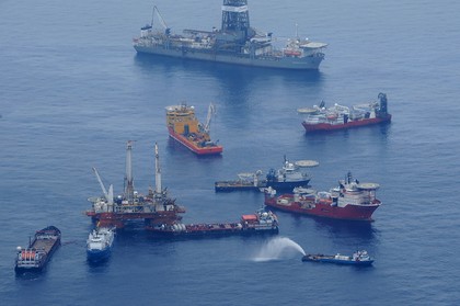 AP photo of ships involved in the cleanup after the BP Deepwater Horizon oil spill
