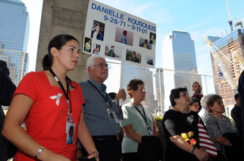 Eleni Kousoulis and her father, George, at the ground zero tribute